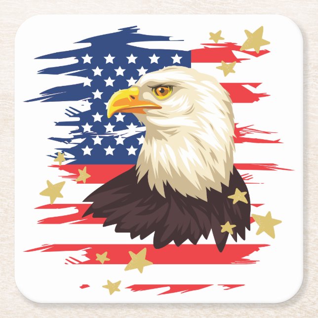Patriotic Eagle USA flagga Stars Pappra Underlägg (Framsidan)