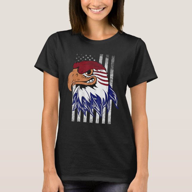 Patriotic Eagle Usa Merica 4:e juli American Fl T Shirt (Framsida)