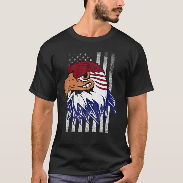 Patriotic Eagle Usa Merica 4:e juli American Fl T Shirt (Framsida)