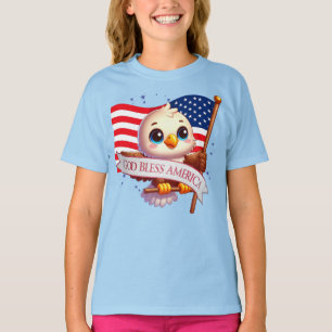 Patriotic Eagle VÄLSIGNA DIG AMERICA flagga, USA � T Shirt