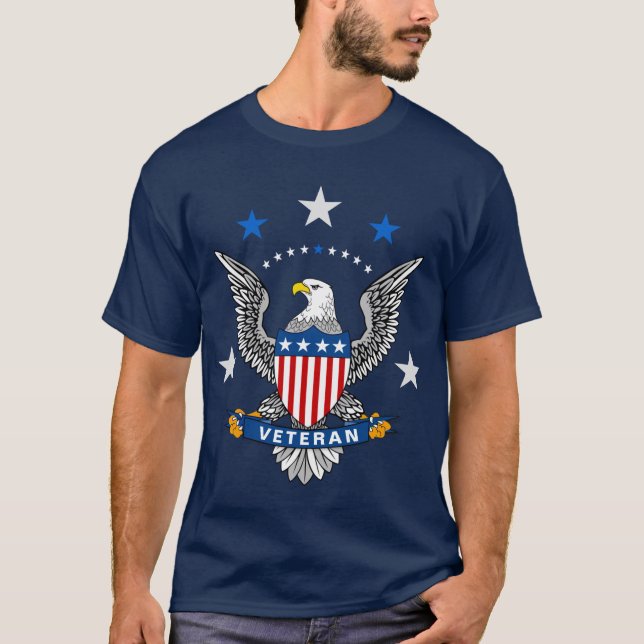 Patriotic Eagle Veteran T Shirt (Framsida)