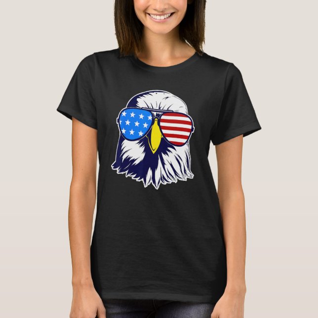 Patriotic Eagle with Sunglasses Fourth Of July Men T Shirt (Framsida)