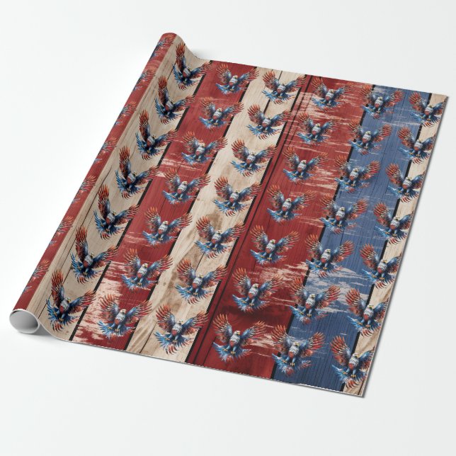 Patriotic Eagle Wrapping Papper Presentpapper (Utrullad)