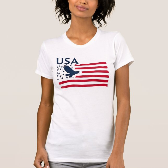Patriotic Eagles USA flagga American United Stater T Shirt (Framsida)