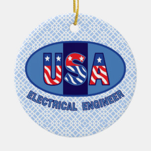 Patriotic Electrical Ingenjör Julgransprydnad Keramik