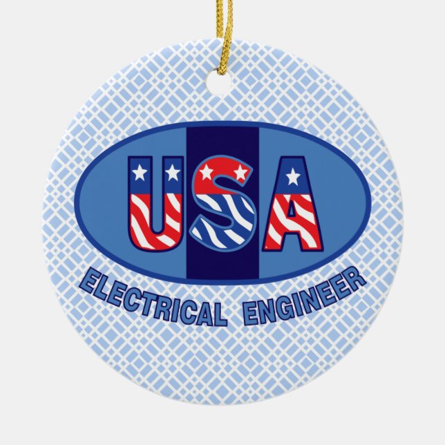 Patriotic Electrical Ingenjör Julgransprydnad Keramik (Framsidan)