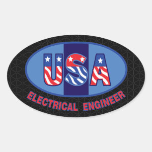 Patriotic Electrical Ingenjör Ovalt Klistermärke