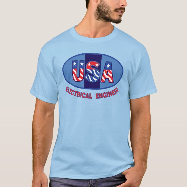Patriotic Electrical Ingenjör T Shirt (Framsida)