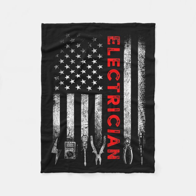 Patriotic Electrician American Flag Fathers Day  Fleecefilt (Framsidan)