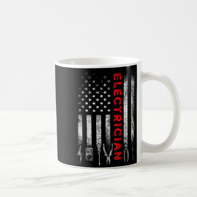 Patriotic Electrician American Flag Fathers Day  Kaffemugg (Höger)