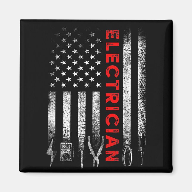 Patriotic Electrician American Flag Fathers Day  Magnet (Framsidan)