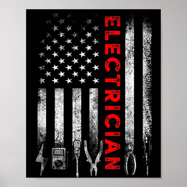Patriotic Electrician American Flag Fathers Day  Poster (Framsidan)
