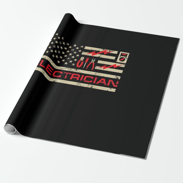 Patriotic Electrician American Flagga julklappar Presentpapper (Utrullad)