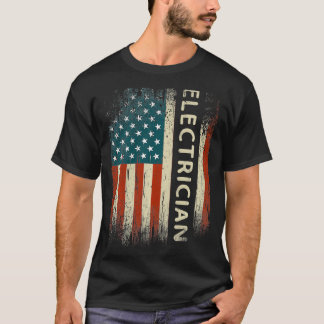 Patriotic Electrician Gifts American USA flagga Fu T Shirt