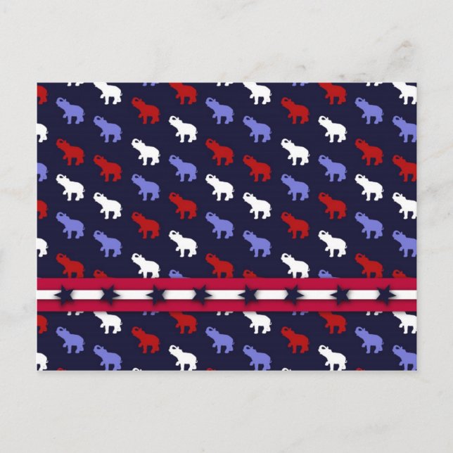 Patriotic Elephants Postcard Vykort (Framsida)
