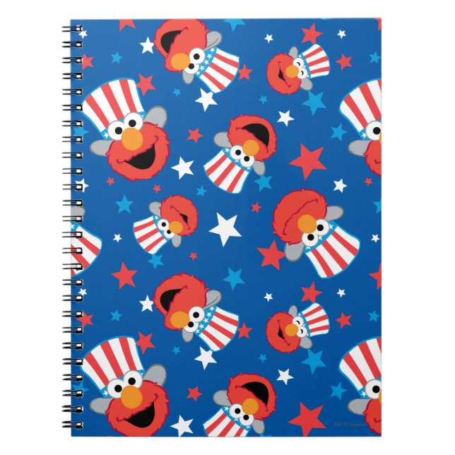 Patriotic Elmo Mönster Anteckningsbok Med Spiral (Framsidan)