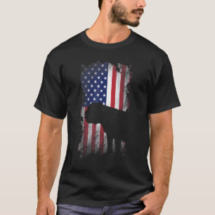 Patriotic English Bulldog American Flagga Hund T Shirt
