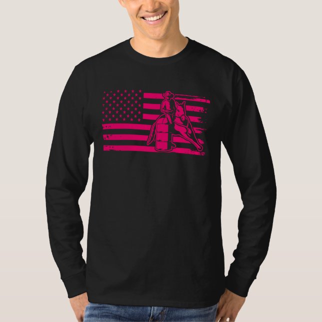 Patriotic Equestrian 4th Of July American Flag Bar T Shirt (Framsida)