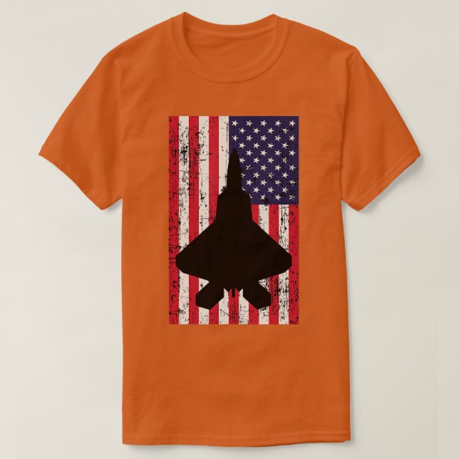 Patriotic F22 Raptor fighter jet American flagga T Shirt (Design framsida)