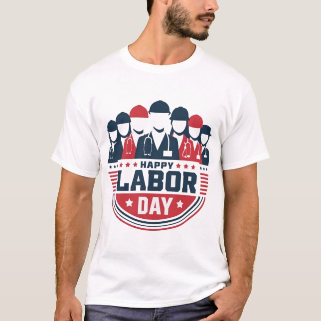 Patriotic Facless Workers Day T-Shirt (Framsida)