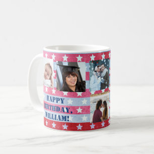 Patriotic Faded American Flagga Photo Collage Kaffemugg