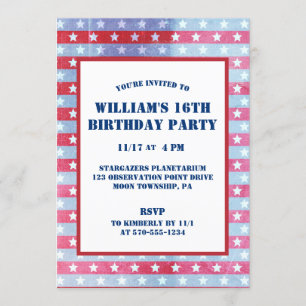 Patriotic Faded American Flagga Red, White Blue Inbjudningar