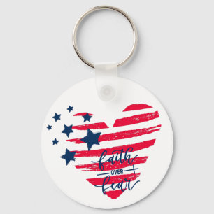 Patriotic Faith over Fear Keychain Nyckelring