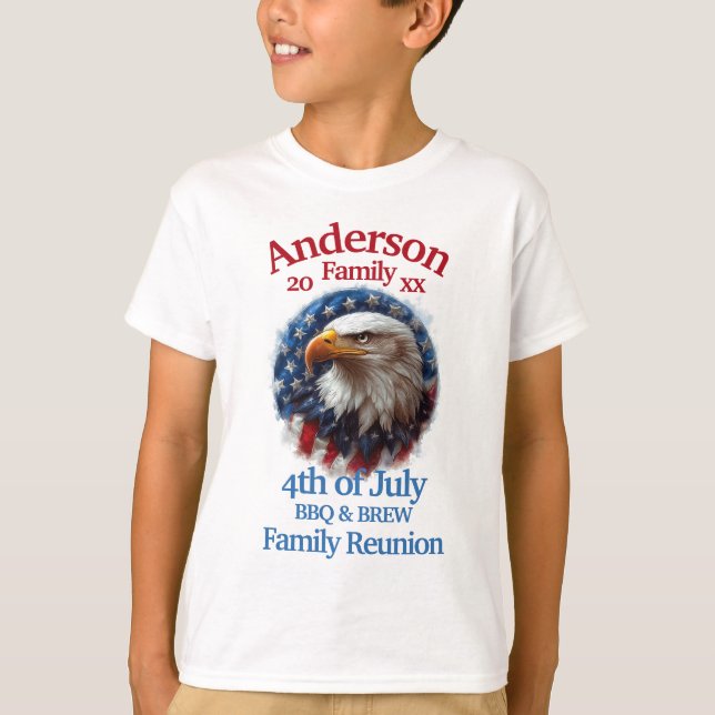Patriotic Family Reunion - 4:e juli BQ & Brew T Shirt (Framsida)