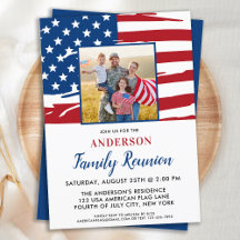Patriotic Family Reunion American Flagga Photo