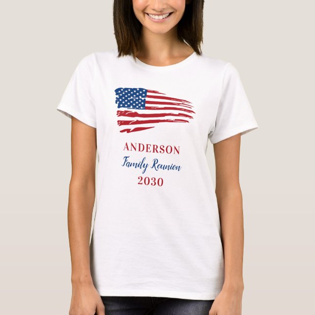 Patriotic Family Reunion Anpassningsbar USA Amerik T Shirt (Framsida)