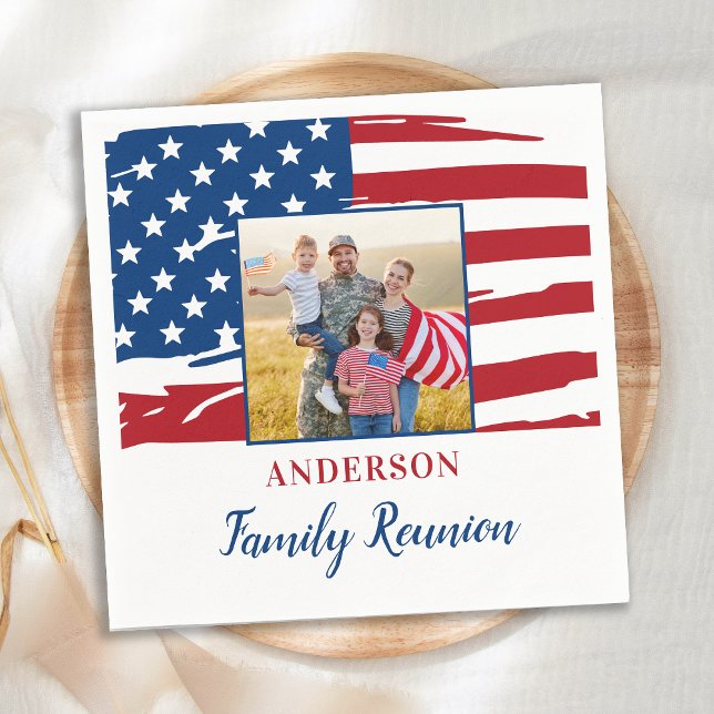 Patriotic Family Reunion Party American Flagga Pho Pappersservett (Skapare uppladdad)
