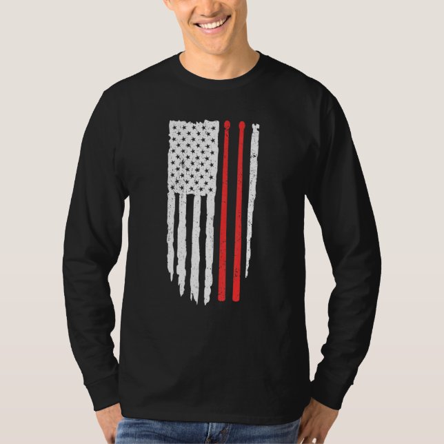 Patriotic Fantastisk Drummer Distress American Fla T Shirt (Framsida)