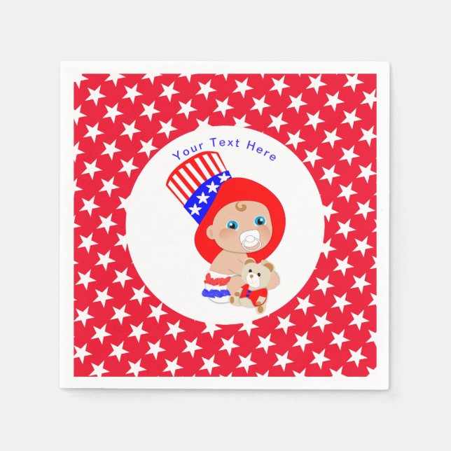 Patriotic farbror Sam American Baby Personlig Pappersservett (Framsidan)