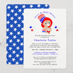 Patriotic farbror Sam American Drive by Baby Showe Inbjudningar