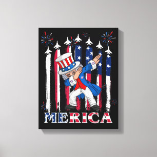 Patriotic farbror Sam Dabbing 4 juli Canvastryck