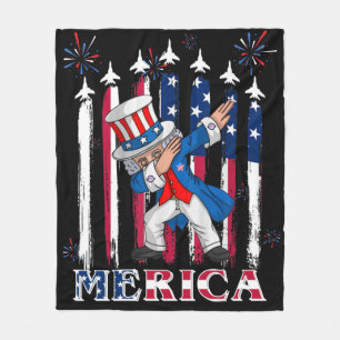 Patriotic farbror Sam Dabbing 4 juli Fleecefilt
