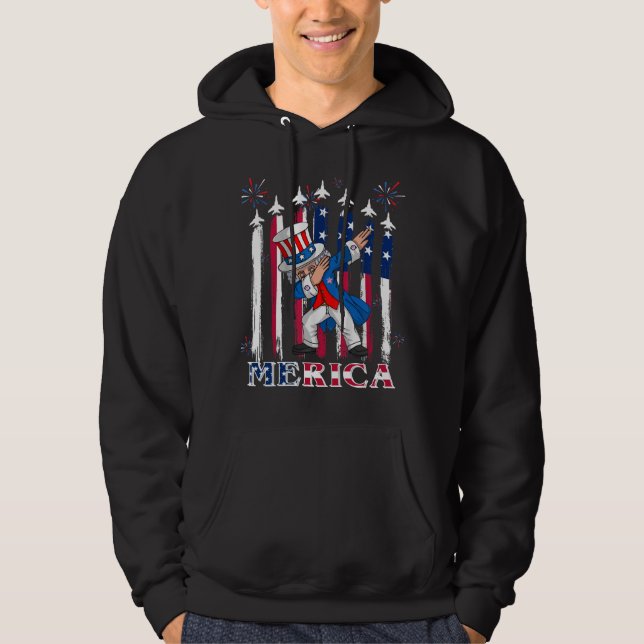 Patriotic farbror Sam Dabbing 4 juli Hoodie (Framsida)