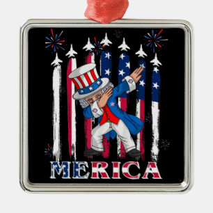 Patriotic farbror Sam Dabbing 4 juli Julgransprydnad Metall