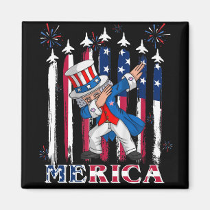 Patriotic farbror Sam Dabbing 4 juli Magnet