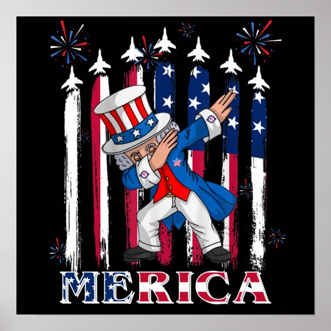 Patriotic farbror Sam Dabbing 4 juli Poster (Framsidan)