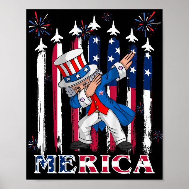 Patriotic farbror Sam Dabbing 4 juli Poster (Framsidan)