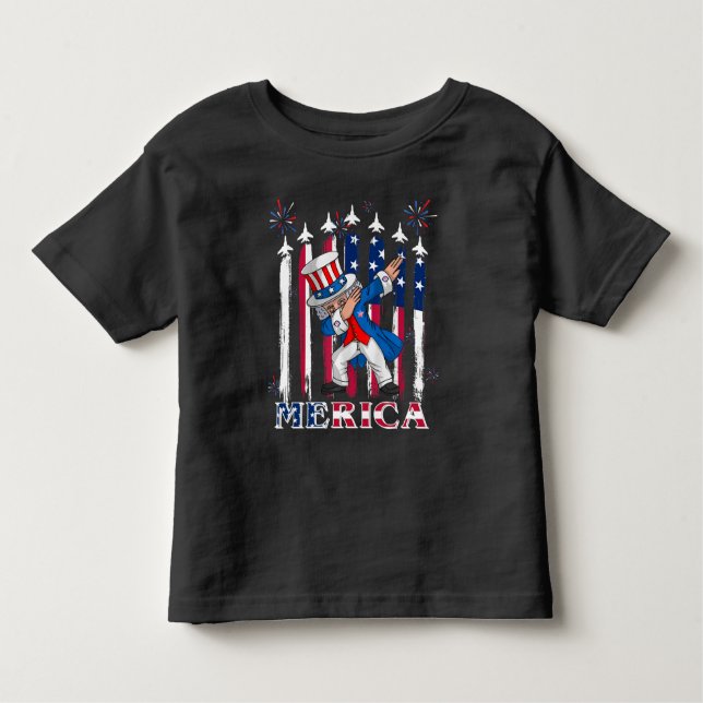 Patriotic farbror Sam Dabbing 4 juli T Shirt (Framsida)