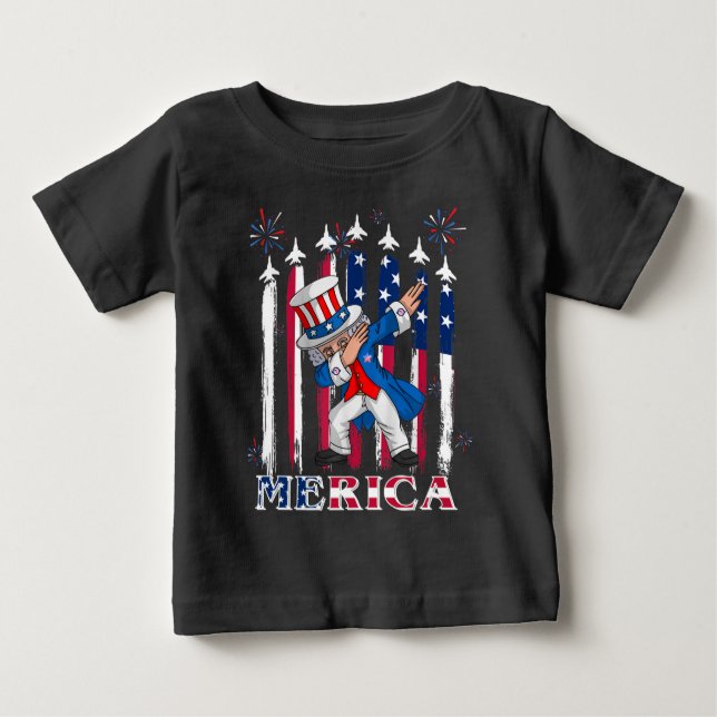 Patriotic farbror Sam Dabbing 4 juli T Shirt (Framsida)