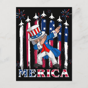 Patriotic farbror Sam Dabbing 4 juli Vykort