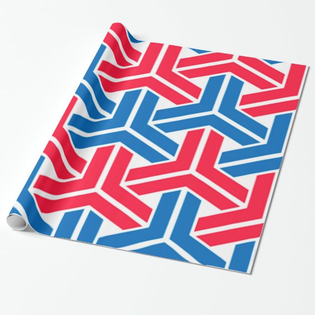 Patriotic Färg Geometric Mönster Presentpapper (Utrullad)