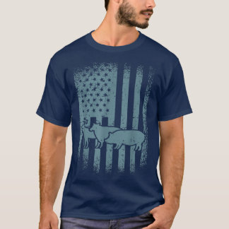 Patriotic Farm Animal American Flagga Cow Gris Goa T Shirt