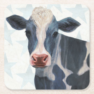 Patriotic Farm - Cow Underlägg Papper Kvadrat