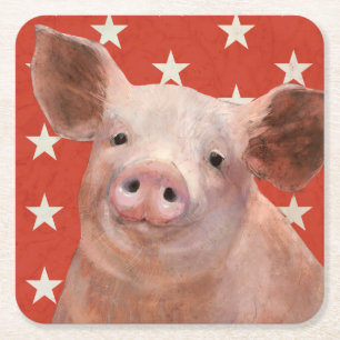 Patriotic Farm - Gris Underlägg Papper Kvadrat