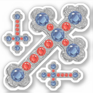 "Patriotic" Faux Sapphire-Ruby-Silver Kor - Klistermärken
