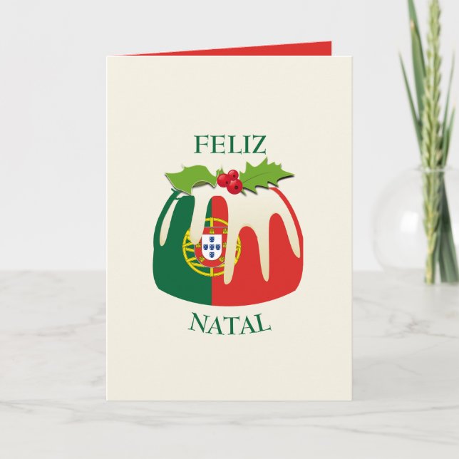 Patriotic FELIZ NATAL Portugisiska Flagga jul Helgkort (Framsida)